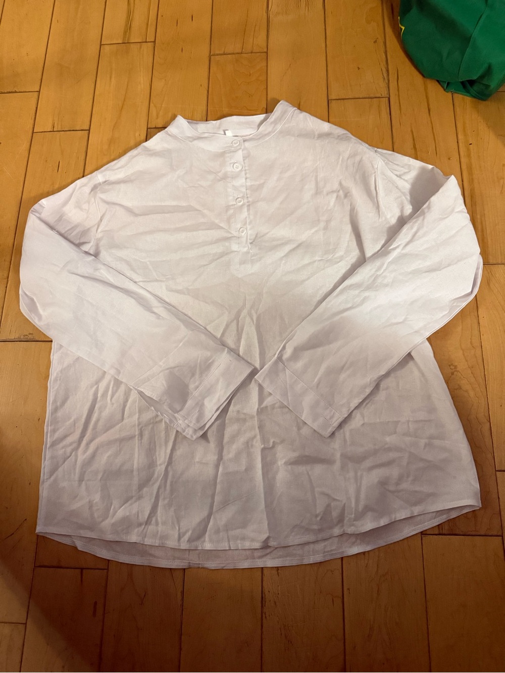 Men's White Long-Sleeve Henley Shirt